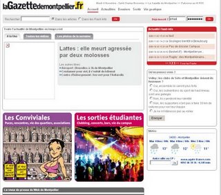 La page d'accueil du futur site de La Gazette de Montpellier