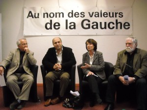 René Revol, Jean-Louis Roumégas, Christine Lazerges, François Liberti le 24 mars 2009 (photo : Mj)