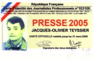 La fameuse carte de presse (désolé pour la photo)