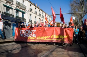 Le Front de gauche dans la manifestation du 19 mars à Montpellier (photo : Xavier Malafosse)