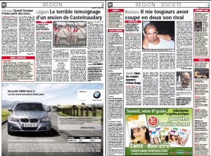 Cherchez le papier dans cette double page de Midi Libre du 27 février 2009