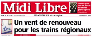 La Une de Midi Libre du 3 mars 2009