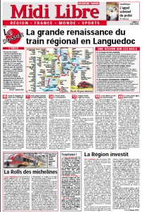 La première page du 2e cahier de Midi Libre du 2 mars 2009