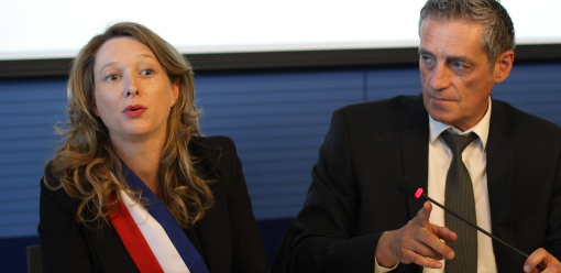 Stéphanie Jannin et Philippe Saurel le 5 avril 2014 le jour de l'investiture du maire de Montpellier (photo : J.-O. T.)