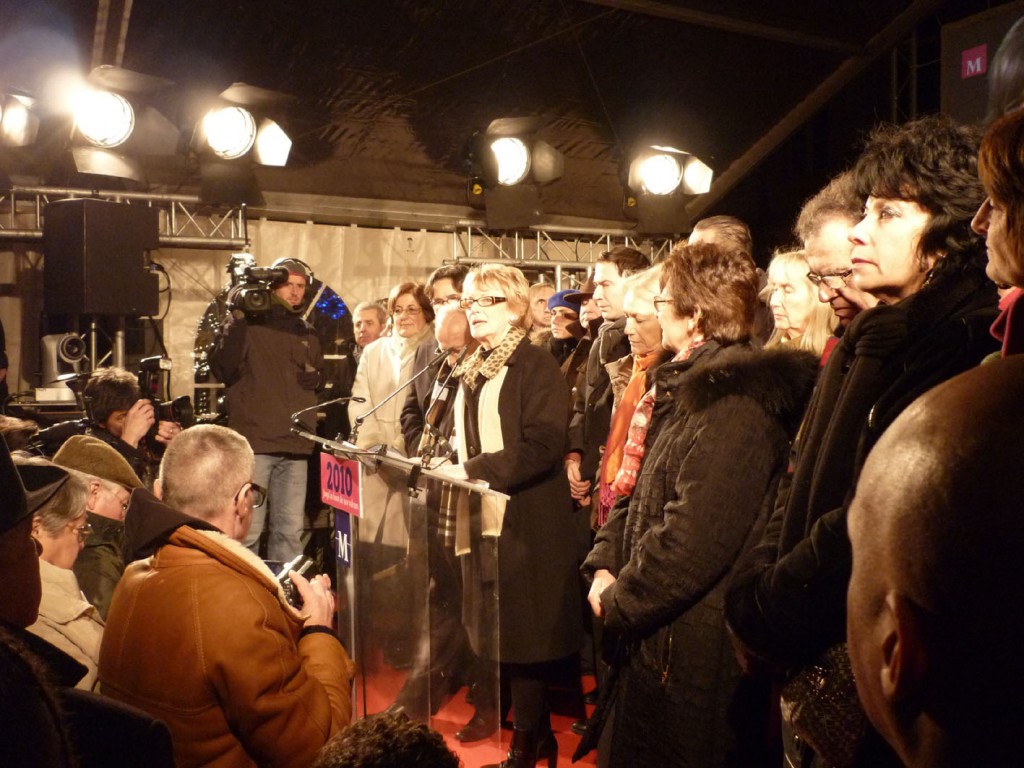 Hélène Mandroux le 7 janvier place Jean Jaurès à Montpellier pour ses voeux à la population (photo : J.-O. T.)