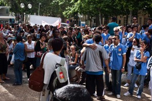 L'assemblée générale des personnels des 10 cliniques privées de Montpellier en grève a réuni environ 150 personnes le 2 juin 2010 (photo : Mj)