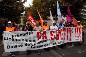 Tête de la manifestation pour les retraites à Montpellier le 7 septembre 2010 (photo : Mj)