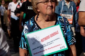 Dans la manifestation pour les retraites à Montpellier le 12 octobre 2010 (photo : Mj)