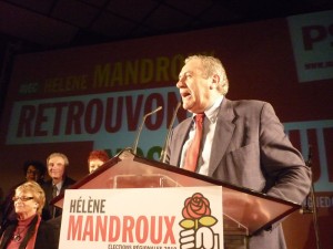 Paul Alliès lors du meeting de la liste Mandroux, le 16 février 2010 à Montpellier (Photo : Jacques-Olivier Teyssier)