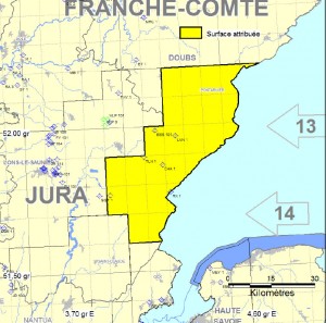 Permis d'exploration de Pontarlier (source : bulletin du BEPH septembre 2010)