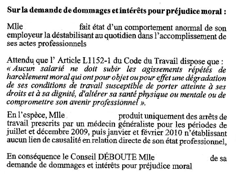 Extrait du jugement des prud'hommes de Montpellier du 8 juillet 2011