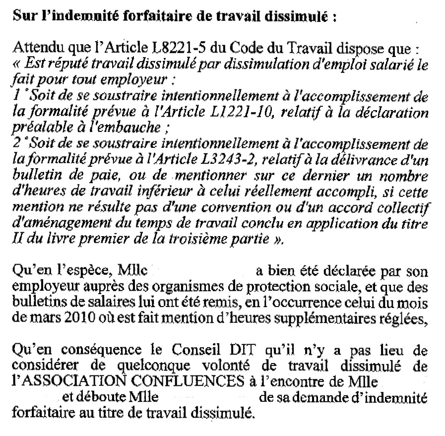 Extrait du jugement des prud'hommes du 8 juillet 2011