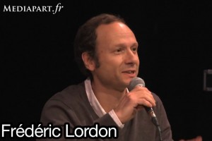 Frédéric Lordon le 6 octobre 2011 à Paris à l'invitation de Mediapart (photo : copie écran de la vidéo de Mediapart)