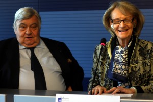 Louis Nicollin et Hélène Mandroux le 13 décembre 2011 à l'Hôtel de ville de Montpellier (photo : J.-O. T.)