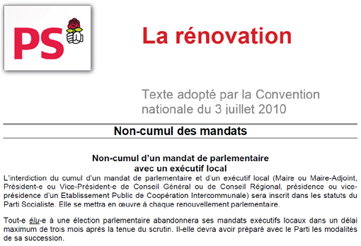 Extrait du texte sur la rénovation du Parti socialiste (Montage : Montpellier journal)