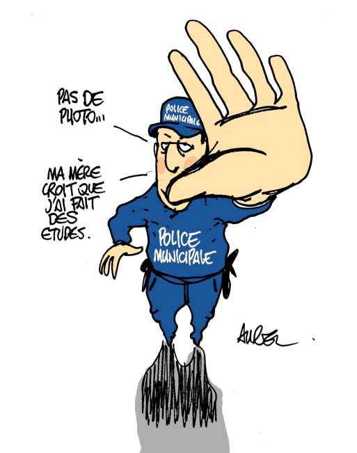 Un dessin d'Aurel sur la police municipale et les photos