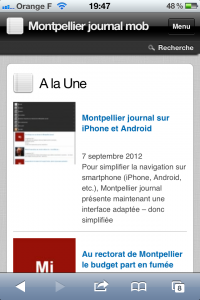 Montpellier journal sur iPhone (copie d'écran sur iPhone)