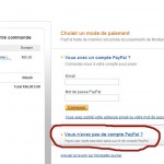 Comment payer sur Paypal sans compte Paypal (copie d'écran du site Paypal)