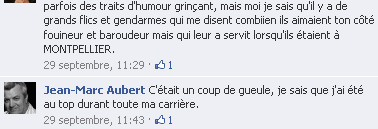 Commentaire de Jean-Marc Aubert sur Facebook (copie d'écran)