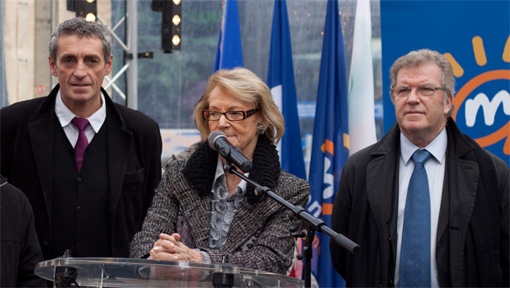 Philippe Saurel, Hélène Mandroux et Jean-Pierre Moure le 8 décembre 2010 à Montpellier (photo : J.-O. T.)