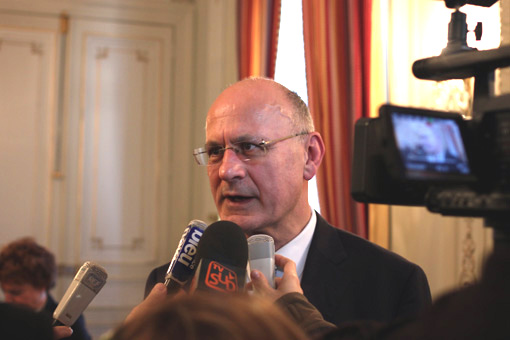 Pierre de Bousquet de Florian le 14 janvier 2013 à son arrivée à la préfecture de l'Hérault (photo : J.-O. T.)