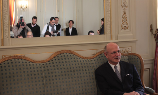 Pierre de Bousquet de Florian le 14 janvier 2013 face à la presse (photo : J.-O. T.)