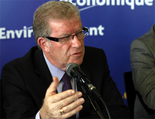 Jean-Pierre Moure, maire de Cournonsec et président de l'agglomération de Montpellier le 25 octobre 2012 (photo : J.-O. T.)