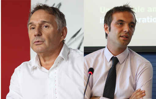 Patrick Vignal, député PS de l'Hérault et Michael Delafosse, adjoint PS à l'urbanisme à Montpellier (photos et montage : J.-O. T.)