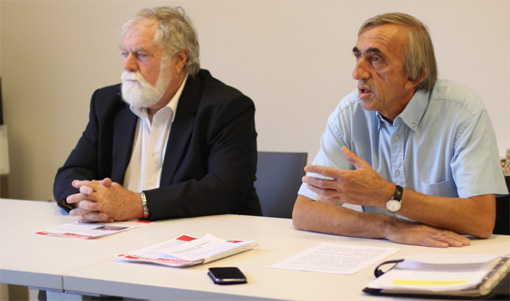 François Liberti et Michel Passet, le 10 septembre 2013 au Club de la presse de Montpellier (photo : J.-O. T.)