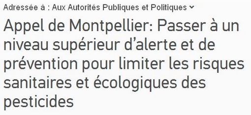 Appel de Montpellier contre les pesticides (copie d'écran de la pétition)
