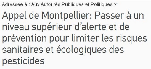 Appel de Montpellier contre les pesticides (copie d'écran de la pétition)