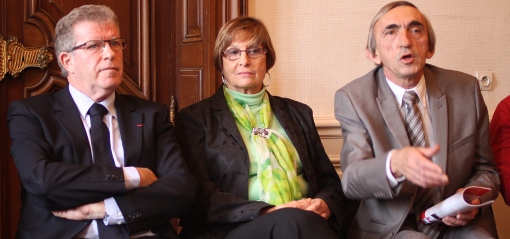 Jean-Pierre Moure (PS), Claudine Troadec-Robert et Michel Passet (dissidents PCF) le 8 janvier 2014 (photo : J.-O. T.)