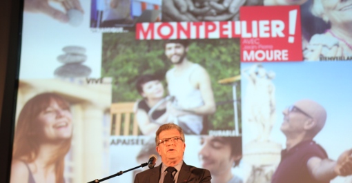 Jean-Pierre Moure lors du "meeting militant" au lycée Georges Frêche le 31 janvier 2014 (photo : J.-O. T.)