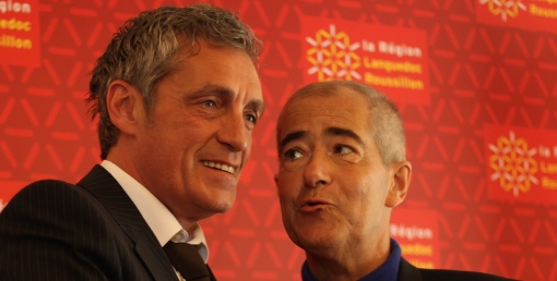 Philippe Saurel et Christian Bourquin le 21 mai 2014. Le temps des sourires est aujourd'hui révolu. (photo : J.-O. T.)