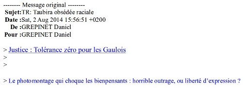 Entête du mail retransmis par Daniel Grépinet, adjoint au maire UMP de Castelnau-le-Lez, Jean-Pierre Grand