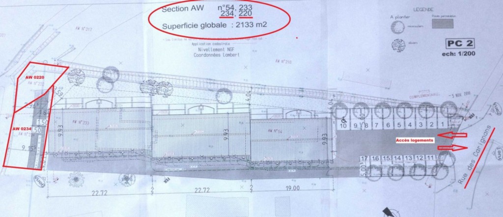 Plan du projet des 17 logements