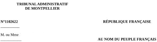 Entête de la décision du tribunal administratif de Montpellier du 6 juin 2013 concernant la SCI Majorelles et la commune de Grabels