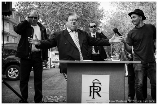 Georges Frêche, place des Beaux-arts à Montpellier le 23 avril 2015 (photo : Xavier Malafosse)