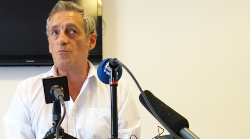 Philippe Saurel lors de l'annonce de sa candidature aux élections régionales de 2015 le 29 juin 2015 (photo : J.-O. T.)