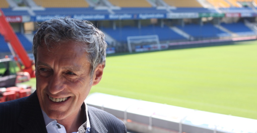 Philippe Saurel, président (divers droite) de la métropole de Montpellier au stade de la Mosson le 19 juin 2014 (photo : J.-O. T.)