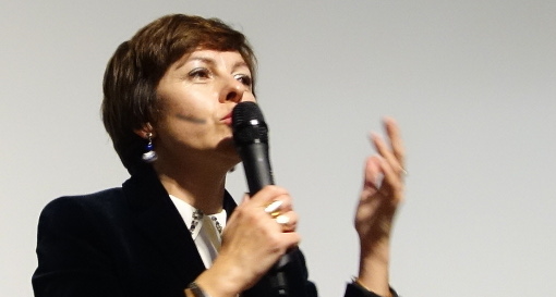 Carole Delga, propable future présidente de la région Midi-Pyrénées-Languedoc-Roussillon le 10 décembre 2015 au Gazette café de Montpellier (photo : J.-O. T.)