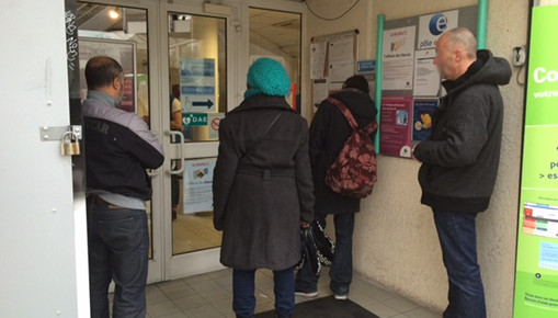 Le sas de l'agence Pôle emploi de Celleneuve à Montpellier (photo : Lucie Lecherbonnier)